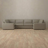 Top Grain Leather::Articture Signature Sofa Large Sectional Taupe Top Grain Leather