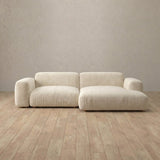 Linen Blend::Biscuit Velvet Sofa 2 Seater with Chaise Cream Linen Blend