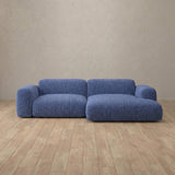 Boucle::Biscuit Velvet Sofa 2 Seater with Chaise OceanBlue Boucle v1
