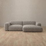 Boucle::Biscuit Velvet Sofa 2 Seater with Chaise Pewter Boucle v1