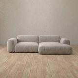 Linen Blend::Biscuit Velvet Sofa 2 Seater with Chaise Pewter Linen Blend v1