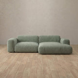 Linen Blend::Biscuit Velvet Sofa 2 Seater with Chaise Sage Linen Blend