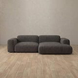 Linen Blend::Biscuit Velvet Sofa 2 Seater with Chaise Smoke Linen Blend