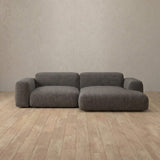 Linen Blend::Biscuit Velvet Sofa 2 Seater with Chaise Stone Linen Blend