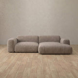 Linen Blend::Biscuit Velvet Sofa 2 Seater with Chaise Taupe Linen Blend