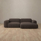 Linen Blend::Biscuit Velvet Sofa 2 Seater with Chaise Truffle Linen Blend