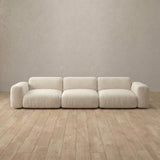 Linen Blend::Biscuit Velvet Sofa 3 Seater Ivory Linen Blend