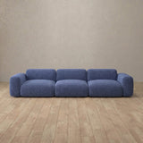 Boucle::Biscuit Velvet Sofa 3 Seater OceanBlue Boucle