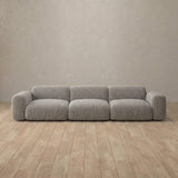 Boucle::Biscuit Velvet Sofa 3 Seater Pewter Boucle