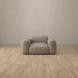 Top Grain Leather::Biscuit Velvet Sofa Single Pewter Top Grain Leather