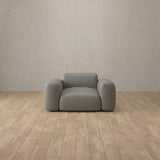Top Grain Leather::Biscuit Velvet Sofa Single Stone Top Grain Leather