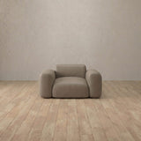 Top Grain Leather::Biscuit Velvet Sofa Single Taupe Top Grain Leather