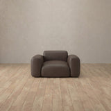 Top Grain Leather::Biscuit Velvet Sofa Single Truffle Top Grain Leather