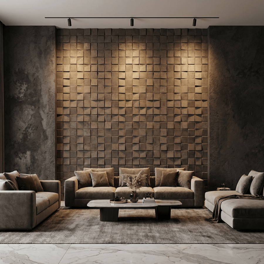 Ubiquitous Square 3D Leather Wall Panel in Cowboy Leather