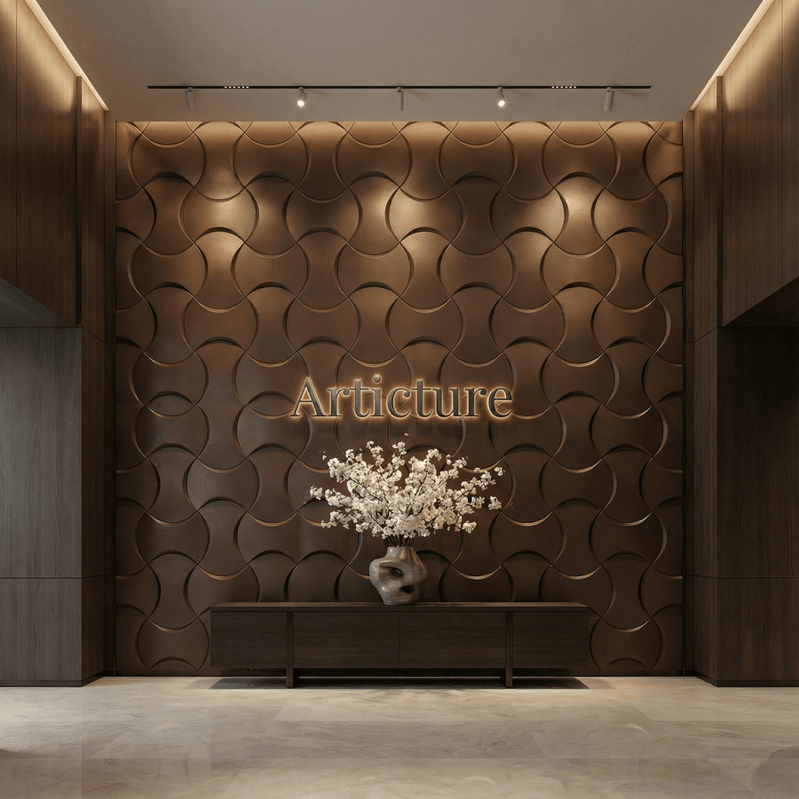 Coco Geometric 3D Leather Wall Panel in Cowboy Leather