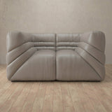 Top Grain Leather::Comfy Italian Sofa Single Pewter Top Grain Leather