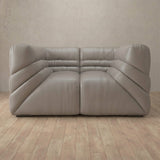 Top Grain Leather::Comfy Italian Sofa Single Pewter Top Grain Leather