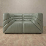 Top Grain Leather::Comfy Italian Sofa Single Sage Top Grain Leather