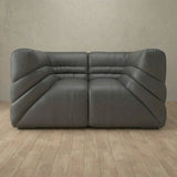 Top Grain Leather::Comfy Italian Sofa Single Smoke Top Grain Leather