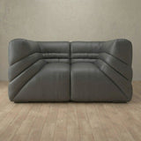 Top Grain Leather::Comfy Italian Sofa Single Smoke Top Grain Leather
