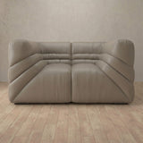 Top Grain Leather::Comfy Italian Sofa Single Taupe Top Grain Leather