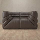 Top Grain Leather::Comfy Italian Sofa Single Truffle Top Grain Leather