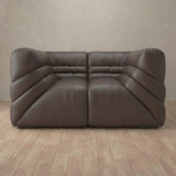 Top Grain Leather::Comfy Italian Sofa Single Truffle Top Grain Leather