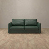 Top Grain Leather::Contemporary Italian Sofa 2 Seater Forest Green Top Grain Leather