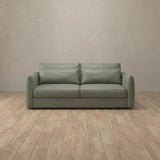 Top Grain Leather::Contemporary Italian Sofa 2 Seater Sage Top Grain Leather