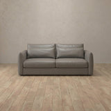Top Grain Leather::Contemporary Italian Sofa 2 Seater Stone Top Grain Leather