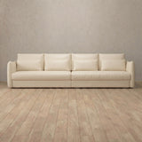 Top Grain Leather::Contemporary Italian Sofa 3 Seater Cream Top Grain Leather