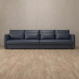 Top Grain Leather::Contemporary Italian Sofa 3 Seater InkBlue Top Grain Leather
