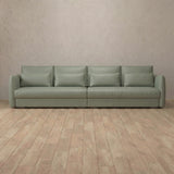 Top Grain Leather::Contemporary Italian Sofa 3 Seater Sage Top Grain Leather