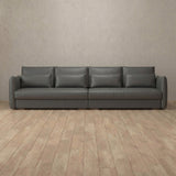 Top Grain Leather::Contemporary Italian Sofa 3 Seater Smoke Top Grain Leather