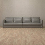 Top Grain Leather::Contemporary Italian Sofa 3 Seater Stone Top Grain Leather
