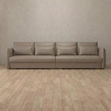 Top Grain Leather::Contemporary Italian Sofa 3 Seater Taupe Top Grain Leather