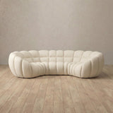 Top Grain Leather::Cuban Sofa 3 Seater Ivory Top Grain Leather