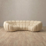 Top Grain Leather::Cuban Sofa 3 Seater Linen Top Grain Leather