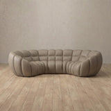 Top Grain Leather::Cuban Sofa 3 Seater Taupe Top Grain Leather
