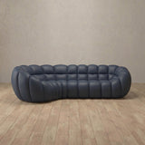 Top Grain Leather::Cuban Sofa L Shape InkBlue Top Grain Leather