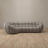 Top Grain Leather::Cuban Sofa L Shape Pewter Top Grain Leather v1