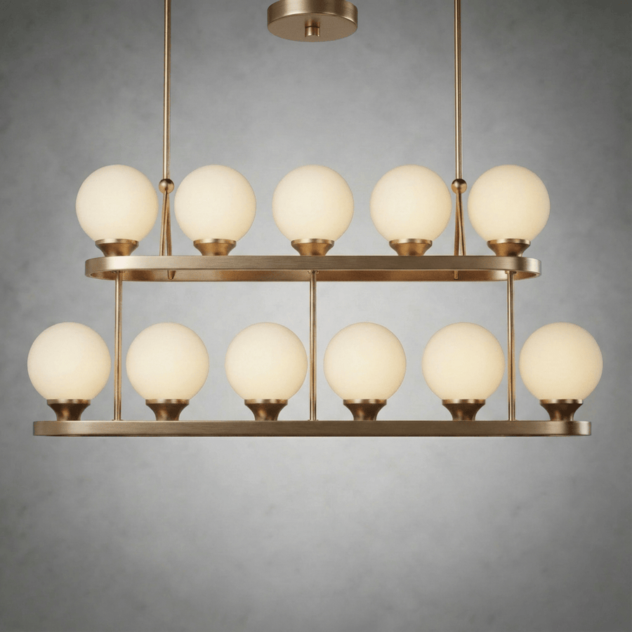 Halo Strata Two-Tier Rectangular Chandelier — dimensions