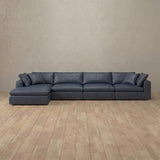 Top Grain Leather::Heavens Sofa Heavens Right Chaise InkBlue Top Grain Leather