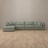 Top Grain Leather::Heavens Sofa Heavens Right Chaise Sage Top Grain Leather