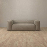 Top Grain Leather::Leather Top Grain Sofa 2 Seater Taupe Top Grain Leather