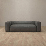 Top Grain Leather::Leather Top Grain Sofa 3 Seater Smoke Top Grain Leather