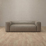 Top Grain Leather::Leather Top Grain Sofa 3 Seater Taupe Top Grain Leather