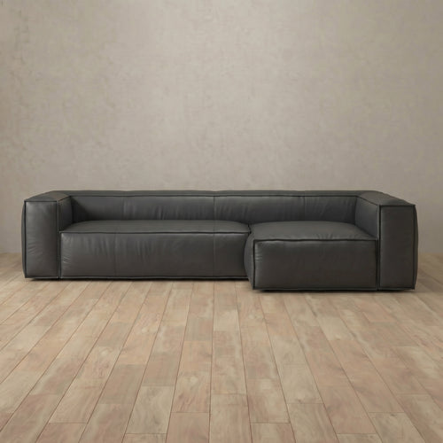 Leather Top Grain Sofa Chaise Sectional (118")