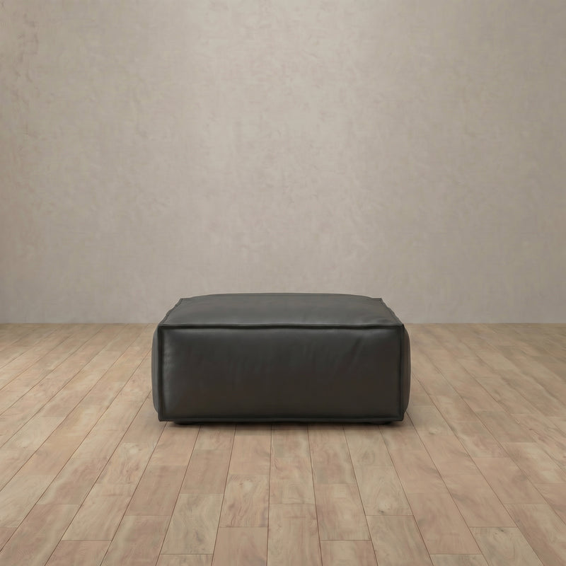 Leather Top Grain Sofa Ottoman — dimensions