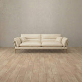 Top Grain Leather::Modern Italian Leather Sofa 2 Seater Cream Top Grain Leather